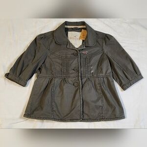 Vintage Hollister Cropped Military Style Jacket, Olive Green, Size Large, NWT